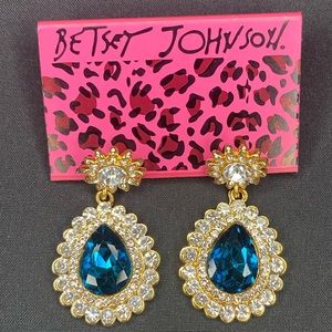 NWT Betsey Johnson Gold and Blue Earrings